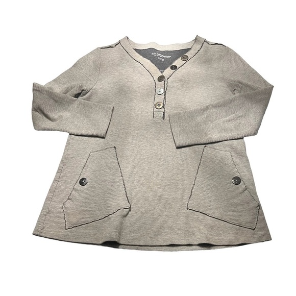 SOFT SURROUNDINGS Khaki Green Henley Tunic V-Neck with Raw Seams Size XS - Picture 1 of 8